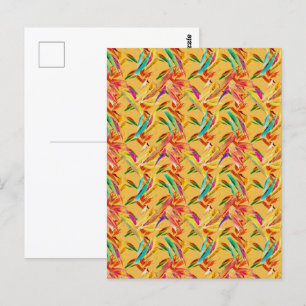 Cartão Postal Red Green Blue Purple Abstrato Floral Art Deco