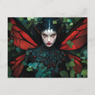 Cartão Postal Red Green Fairy Fantasy Art