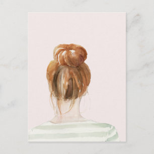 Cartão Postal Red Hair Top Knot