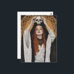 Cartão Postal Red haired Goddess Woman With a Skull<br><div class="desc">A woman with red hair holds a skull in a portrait painting fantasy art</div>