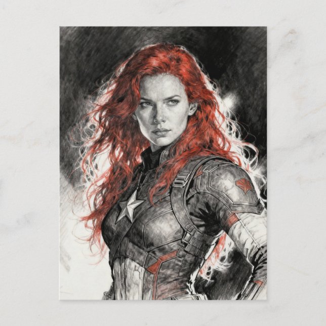 Cartão Postal Red haired warrior woman  (Frente)