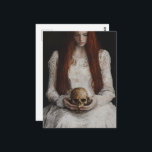 Cartão Postal Red haired Woman With a Skull<br><div class="desc">A woman with red hair holds a skull in a portrait painting fantasy art</div>