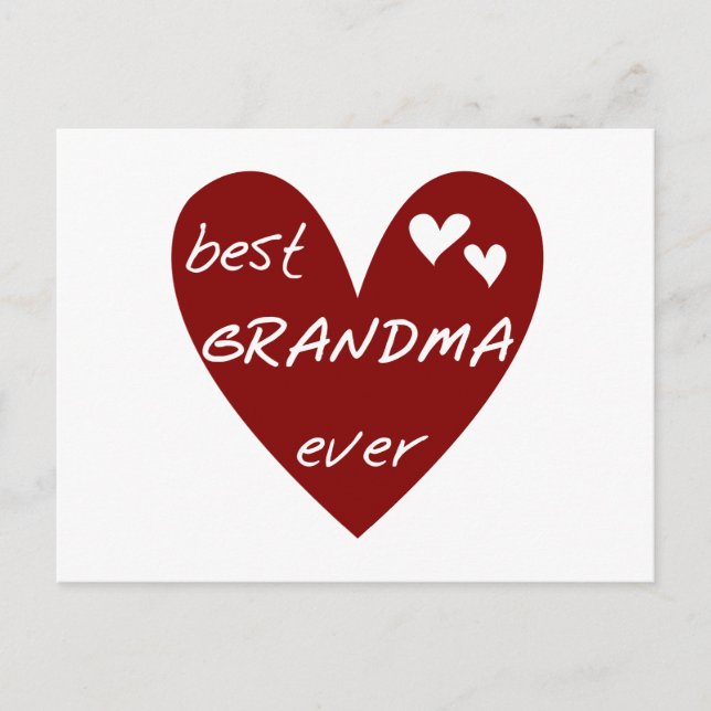 Cartão Postal Red Heart Best Grandma Ever T-shirts e presentes (Frente)