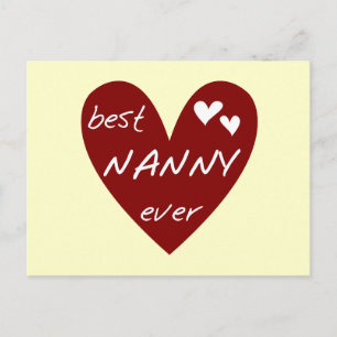 Cartão Postal Red Heart Best Nanny Ever T-shirts e presentes