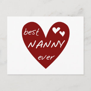 Cartão Postal Red Heart Best Nanny Ever T-shirts e presentes