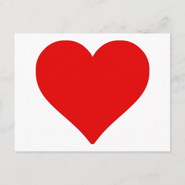 Cartão Postal Red Heart Shape Love Classic Simple Minimalism (Frente)