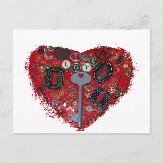 Cartão Postal Red Heart Steampunk (Frente)