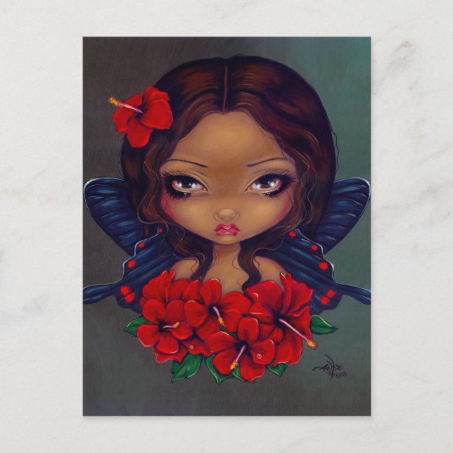 Cartão postal "Red Hibiscus Fairy" (Frente)
