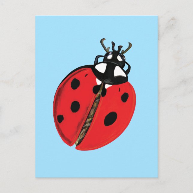 Cartão Postal Red Lady Bug Boa Sorte Embaixadora Ilustração (Frente)