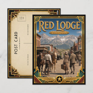 Cartão Postal Red Lodge Montana Arte Deco Vintage Idade Dourada