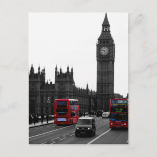 Cartão Postal Red London Tour bus e Big Ben