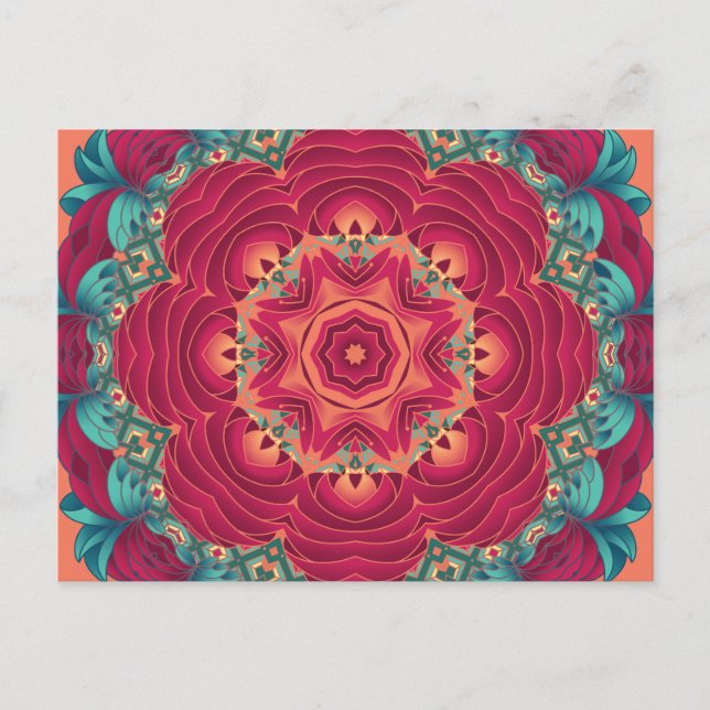 Cartão Postal Red Lotus Mandala (Frente)