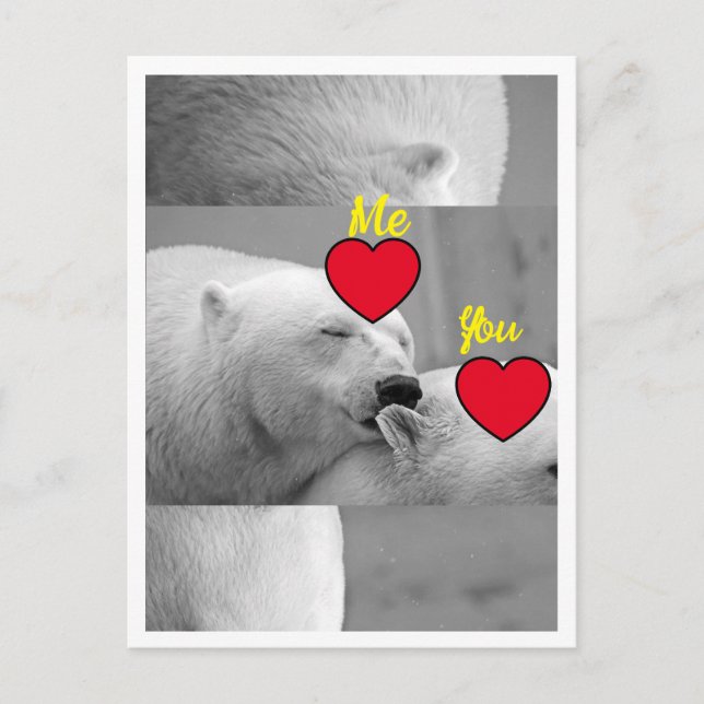 Cartão Postal Red Love Polar Bear (Frente)
