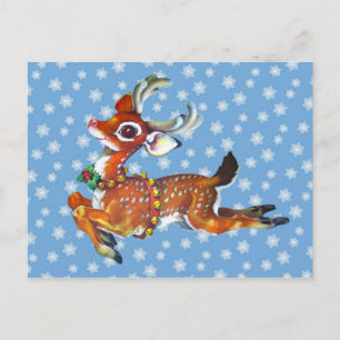 Cartão Postal Red Nose Reindeer Vintage Art