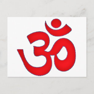 Cartão Postal Red OM,AUM, SANSKRIT, MANTRA, TANTRA, YOGA