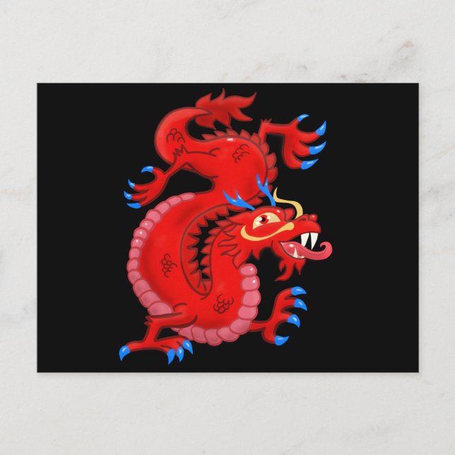 Cartão Postal Red Oriental Dragon (Frente)