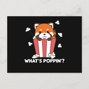 Cartão Postal Red Panda Popcorn Whats Poppin Funny