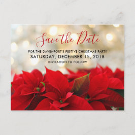 Cartão Postal Red Poinsettias Natal Salvar a Data