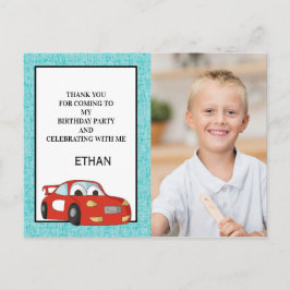 Cartão Postal Red Race Car no Blue Birthday