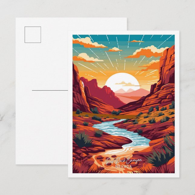 Cartão Postal Red Rock Canyon Nevada Viagem Vintage (Frente/Verso)