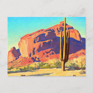 Cartão Postal Red Rocks and Cactus, 1945 por Maynard Dixon