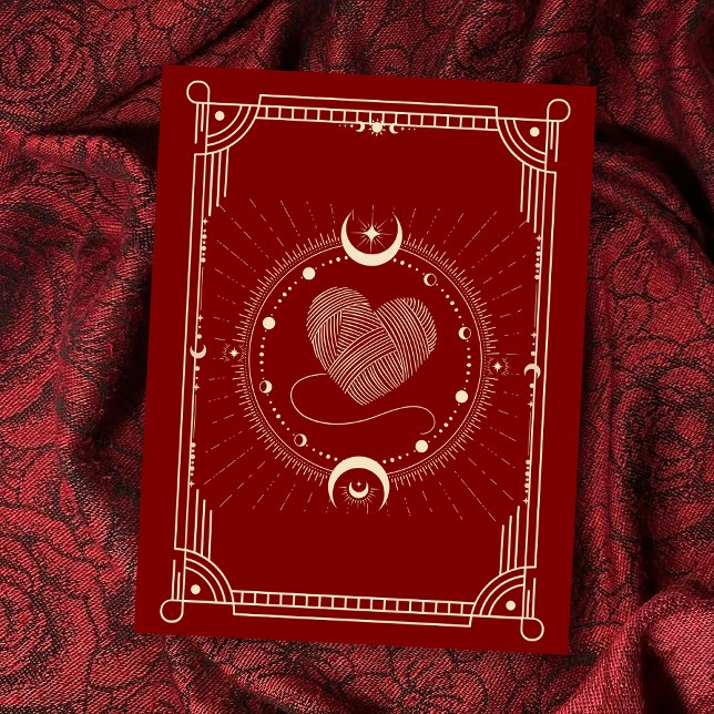 Cartão Postal Red romance tarot boho moon (Criador carregado)