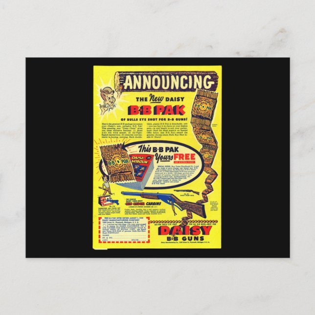 Cartão Postal Red Ryder BB Gun 50 Quic Book BB Venda (Frente)
