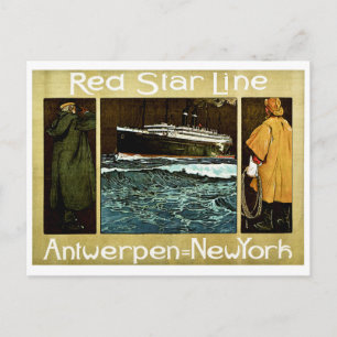 Cartão Postal Red Star Line Antuérpia a Nova Iorque