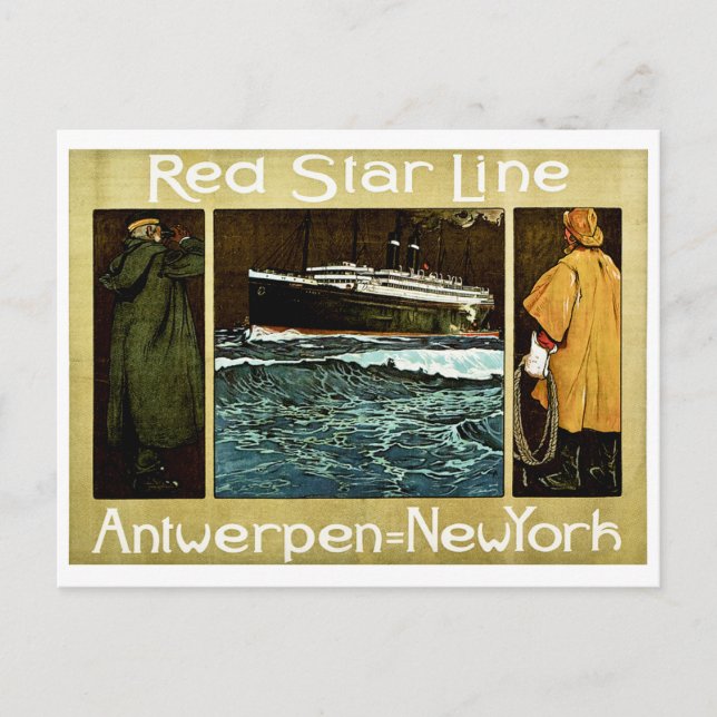 Cartão Postal Red Star Line Antuérpia a Nova Iorque (Frente)