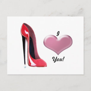 Cartão Postal Red Stiletto High Heel Calçado Art