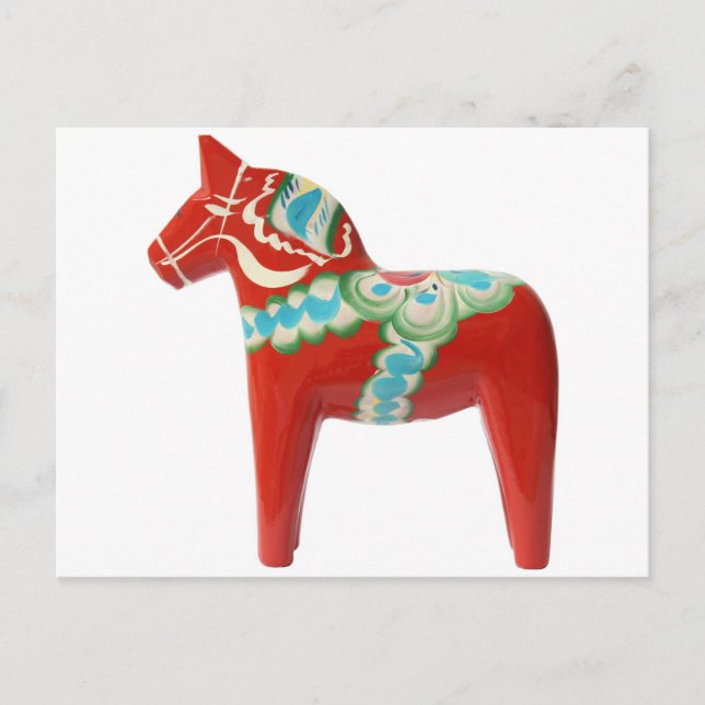 Cartão Postal Red Swedish Dala Horse (Frente)