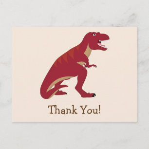 Cartão Postal Red T-Rex, Dinossaur Kid é Obrigado