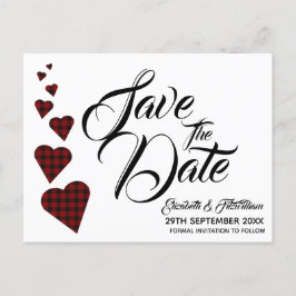 Cartão Postal Red Tartan Heart Salve o Cartão-Postal de Data
