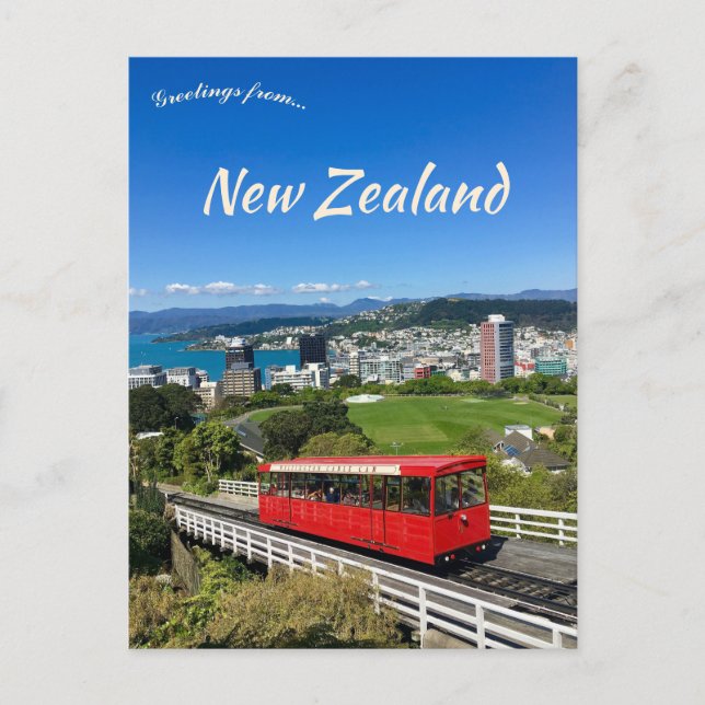 Cartão Postal Red Train Kelburn Station Wellington New Zealand (Frente)