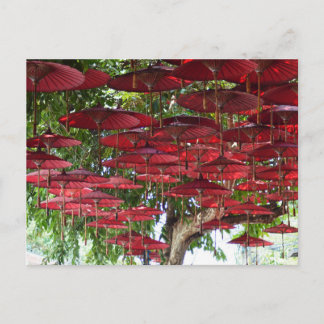 Cartão Postal Red Umbrellas in the Sky - Asian Postcard