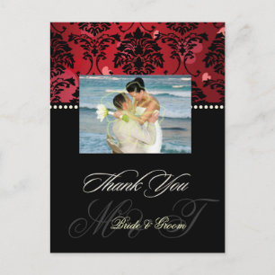 Cartão Postal Red Velvet + Heart Foto do Casamento tema damasco