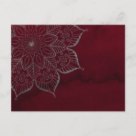 Cartão Postal Red Watercolor & Cinzas/Silver Glitter Mandala
