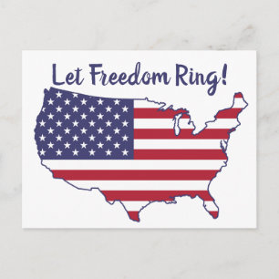 Cartão Postal Red White Blue American Flag Let Freedom Ring