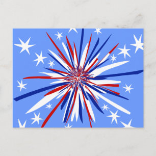 Cartão Postal Red White e Blue Starburst