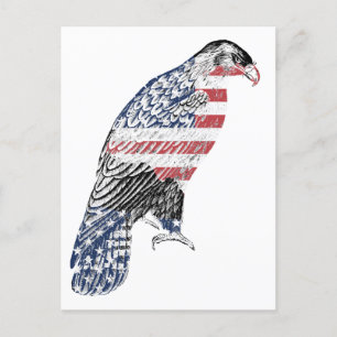 Cartão Postal Red White E Blue USA Patriotic Eagle Art 