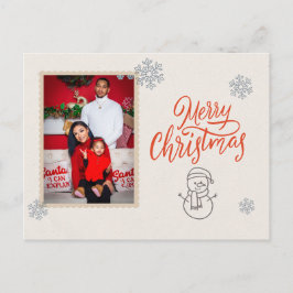 Cartão Postal Red White Modern Illustrated Christmas Postcard
