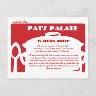 Cartão Postal Red & White Recipe Card Soup Pot to Customize