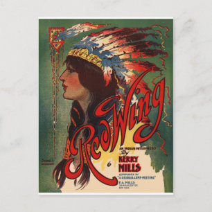 Cartão Postal Red Wing Indian Native American Music Art