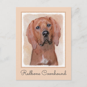 Cartão Postal Redbone Coonhound Painting - Arte De Cachorro Orig