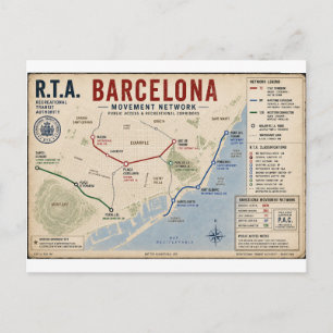 Cartão Postal Rede de Movimento de Barcelona Postcard   R.T.A.