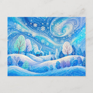 Cartão Postal Redemoinho de Neve de Inverno em Paisagem de Colin