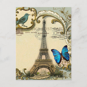 Cartão Postal redemoinhos art déco gatsby Torre Eiffel vintage p