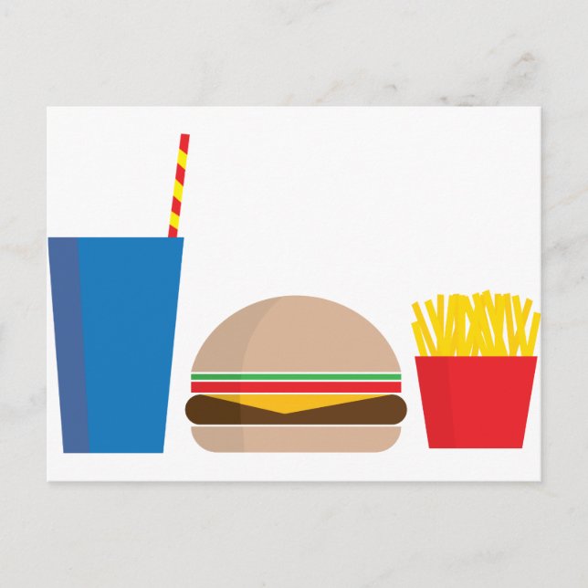 Cartão Postal refeição de comida rápida (Frente)