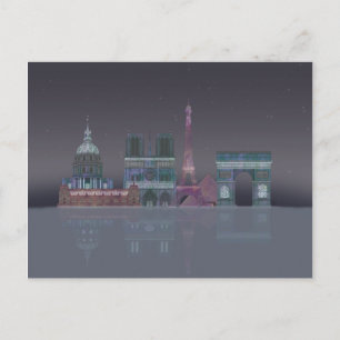 Cartão Postal Reflections da Paisagem Noturna de Paris