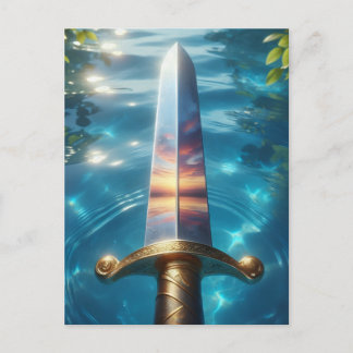 Cartão Postal Reflexão Mística da Espada de Fantasia Impressão d